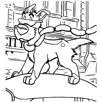 A coloring page of oliver and company